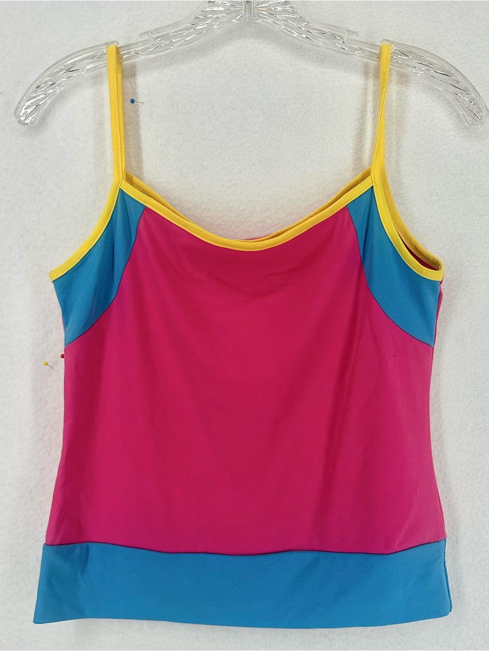 Orange Y2K Colorblock Tank Top Women’s L‎ Pink Blue Yellow Made USA